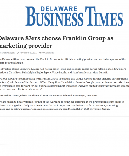 Delaware 87ers choose Franklin Group as marketing provider